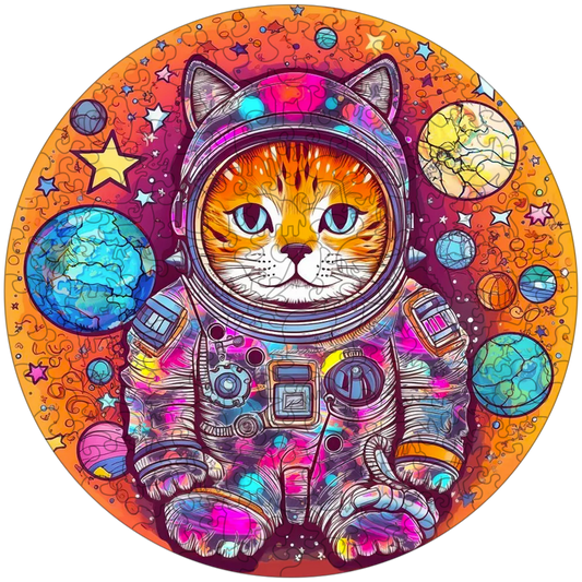 Hauska Astronaut Cat Puinen palapeli