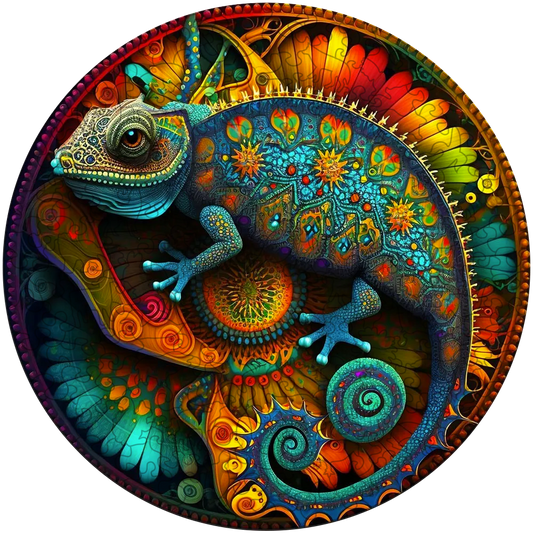 Mandala Chameleon puinen palapeli